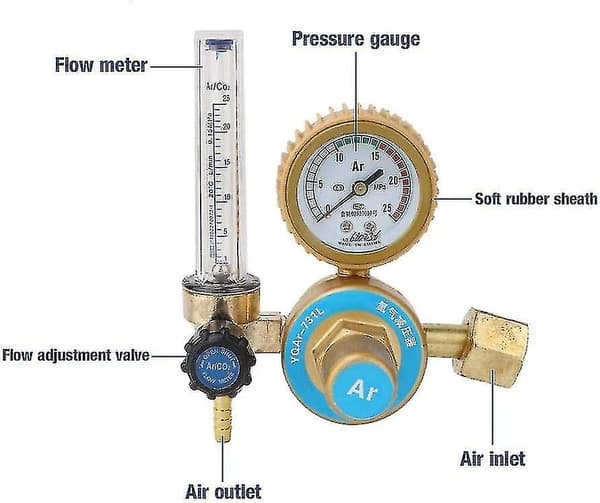 Argon CO2 Strømningsmåler Regulator, Trykkmåler 0~25mpa, Universal Argon CO2 Sveise Regulator Trykkreduserer