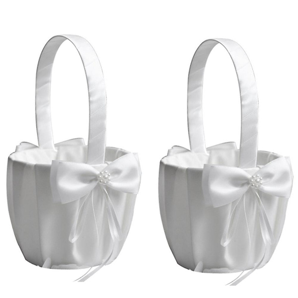 2 st Blommaflickebaskets för Bröllop Söta Rosettdesign Flickebasket, romantisk Rosett Partyblomma