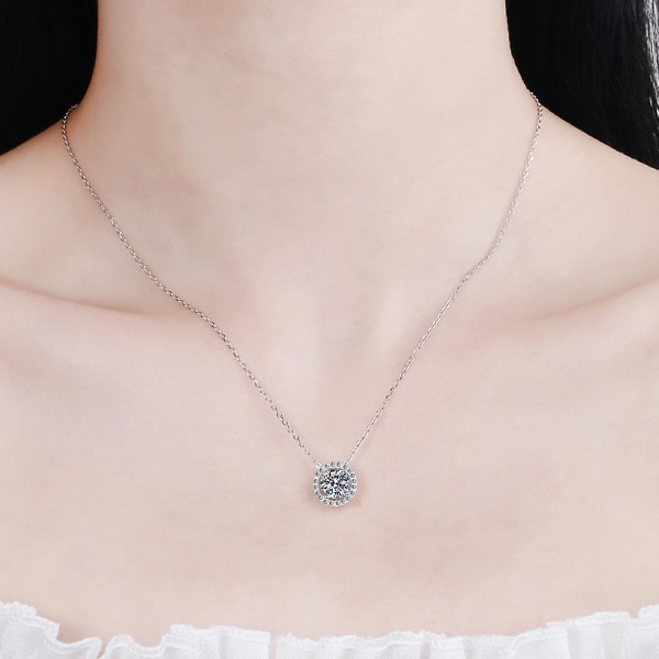 Moissanite hänge halsband 1ct S925 Silver D Färg Ideal Cut Diamond halsband för kvinnor