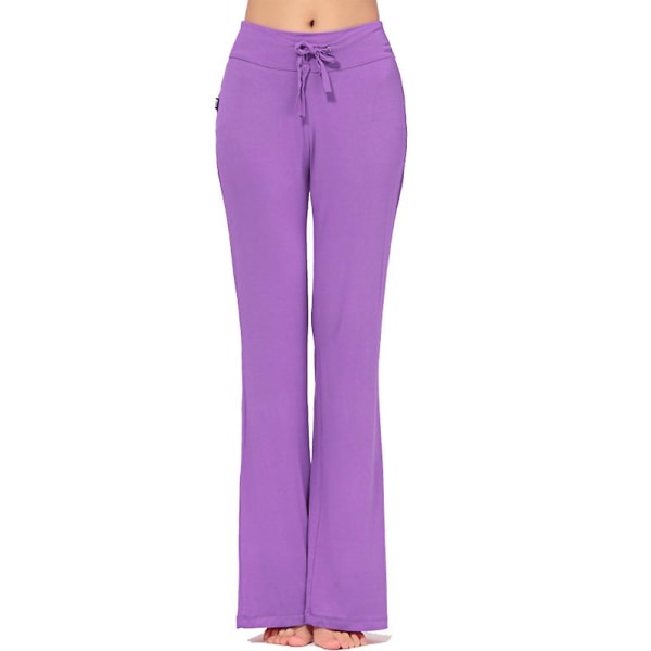 Kvinder Almindelig snøre Casual Yoga Bukser Gym Sport Pilates Lange Bukser Purple 3XL