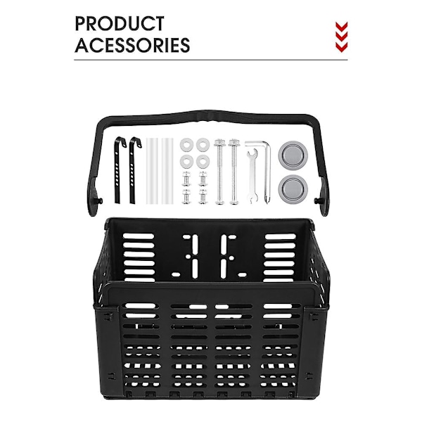 Foldbar Mtx Bagagekurv til Bagagebærer, Sort, 31,5 X 22,5 x 20,5 cm/12,4 X 8,8 X 8,0 tommer (åben) Universal Cykelkurv