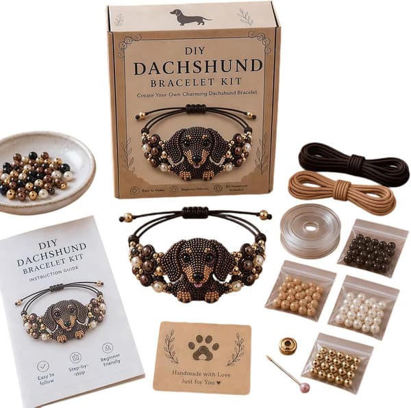 Nyt DIY perlearmbåndsfremstillingssæt (kat + hund)