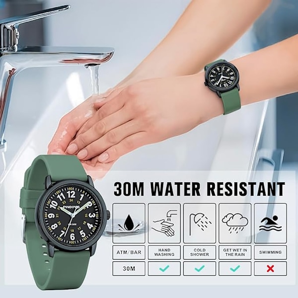 Dame silikonerem design analogt quartz ur, selvlysende urskive.