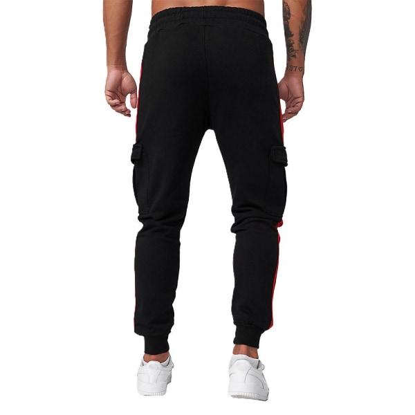 Herrebukser Elastisk joggebukse Snøring Gym Sportsbukse Red Side XL