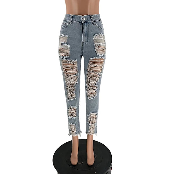 Naisten Repaleiset Frayed-Jeansit Kesä Denim-housut 2XL