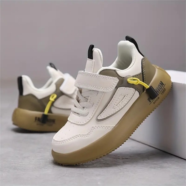 Trendy skatesko for gutter, komfortable sneakers med myk såle for barn utendørsaktiviteter Beige Yellow 31