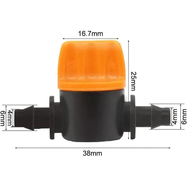 10 stycken Micro 4/7mm 1/4 hullingförsedd trädgårdsslang Vattenflödeskontrollventil Droppbevattningssystem Trädgårdsslangkopplingar Tillbehör