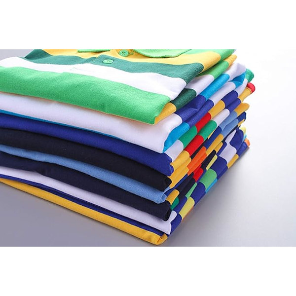 Poloshirt med korta ärmar för pojkar, sommarrandig T-shirt med krage, bomullsöverdel för barn 1-13 år Stripe6 20