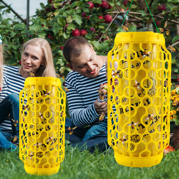 2-pack Getingsfälla för Utomhus, Insektsfångare för Getingar och Trägetingar, Klibbiga Insektsplattor, Getingsfälla, Giftfri och Återanvändbar