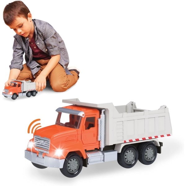 Micro Dump Dumper, Lights, and Sounds – Trucks, Work Vehicles, and Construction Toys for Kids Aged 3 and Up, Multi-Colour