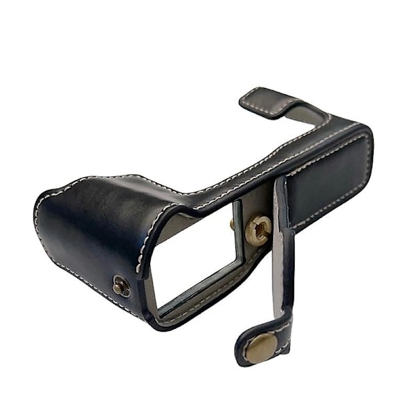 Fuji X-T30II X-T30 X-T20 X-T10 PU Läder Kamera Botten Skydd Repskydd Halvkroppsfodral med Batterilucka - Svart
