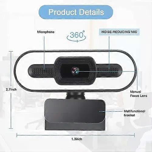 4K HD webcam med LED-ringlys og USB-mikrofon