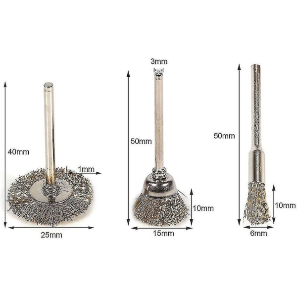 36 stk Messing Stål Tråd Hjul Børste Sæt Polering Rengøring Roterende Værktøj Mini Trådbørste Hjul Cup