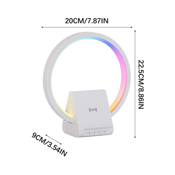 Trådløs Bluetooth-høyttaler, lys, trådløs lading av musikkbordslampe, multifunksjonelt intelligent lydsystem