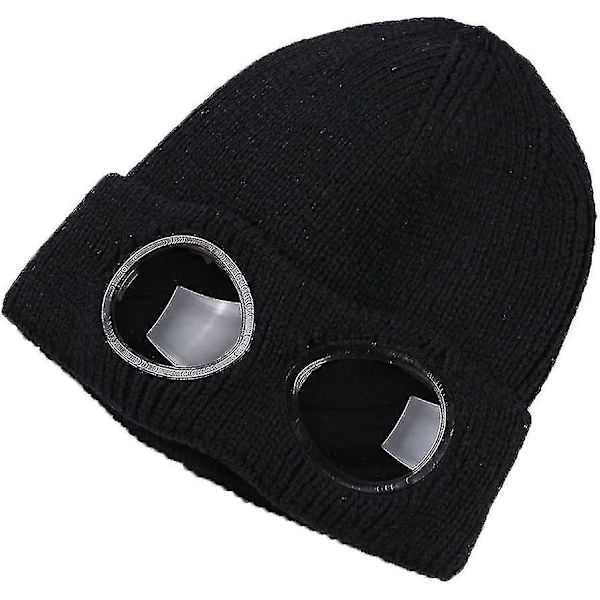 Unisex Ull Stickad Goggles Mössa, Varm Vinter Stilren Hatt Höst Utomhus Sportmössa Mode Kvinnor Inomhus Fritid Värme Barn Unisex