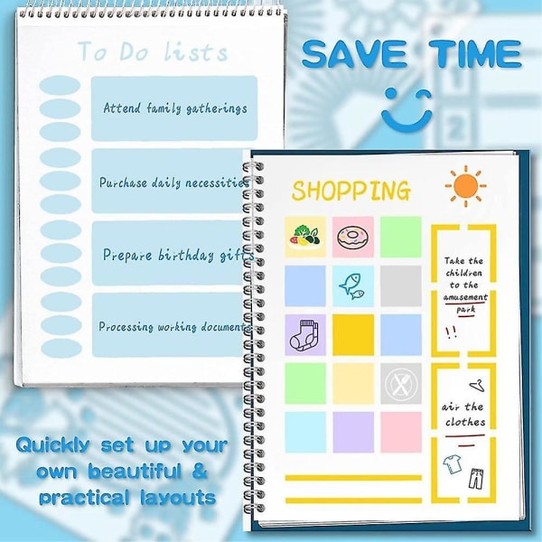 24 stk. Journal Stencil Planner Sæt, Ultimative Produktivitets Stenciler til A5 Prikkede Journaler, Tidssparende
