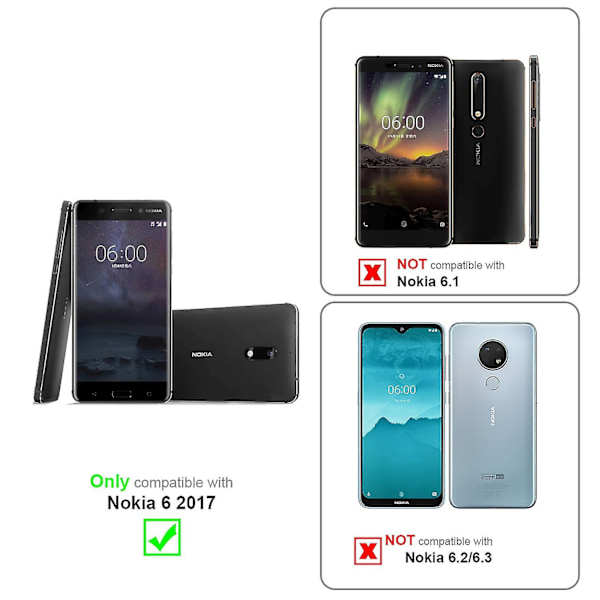 Nokia 6 2017 -kotelo - Nahkamainen kansi, korttipaikat ja telinetoiminto