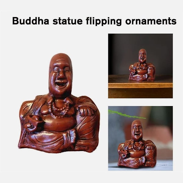 2 st Buddha Flip Handgjorda Statyer, Buddhaskulptur Medelfinger Buddism Figur Glad