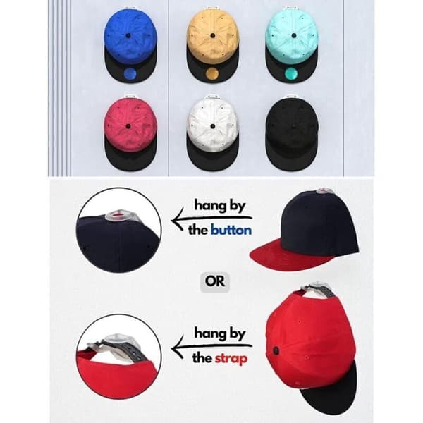 Rakiuty Hat Hooks. Hattekrog. Hattekroge Vægmontering. Kasketholder. Hattekrog Organizer til Dør. Væg. 6 Stykker (Transparent)