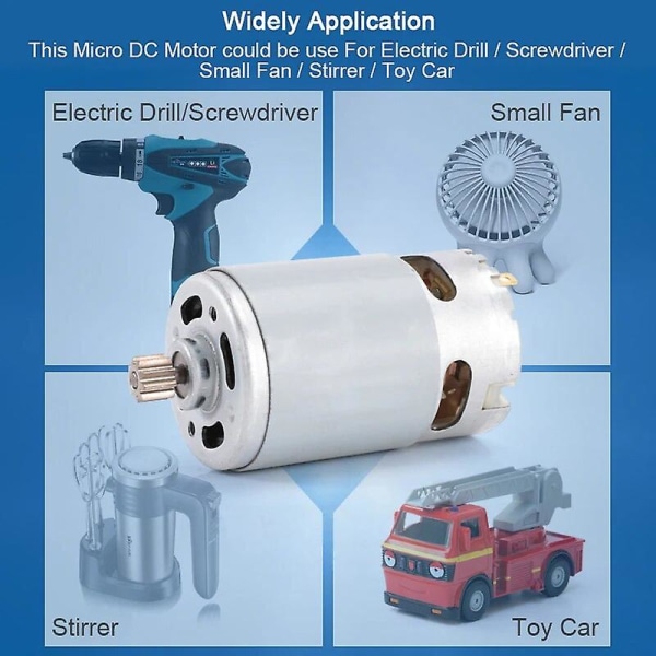 Rs550 19500 21v Rpm DC-motor med to-gears 12 tænder og højt drejningsmoment gearkasse til elektrisk bore-/skruetrækker