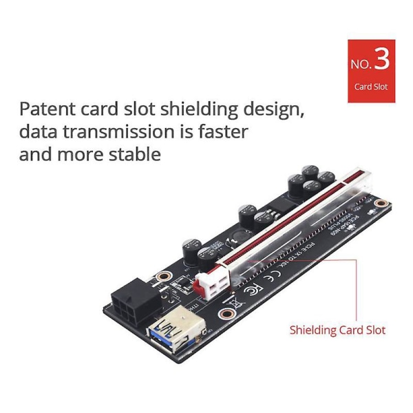 Opgraderet PCI-E Riser med LED-lys Pålidelig Stabil Sikker 60 cm 3.0 forlængerkabel Praktisk til GPU
