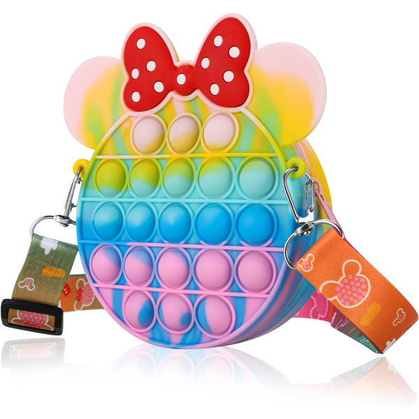 Toy Pop-plånbok, Bubble Crossbody-väska Axelväska Sensory Toy-handväska Stressreducerande silikonväska för flickor och barn