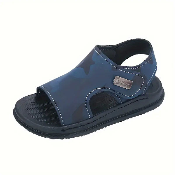 Trendiga coola kamouflagemönstrade sandaler med öppen tå för pojkar, andningsbara lätta halkfria sandaler för semesterstrand, vår och sommar Blue A 31