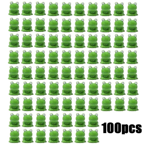 Mini Frøer 100 Pak, Mini Frø Have Dekoration, Grønne Frø Figurer, Mini Frøer Harpiks Figurer, Mini