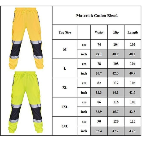 Lange bukser med snøring for menn med bukser med flere lommer Yellow XL