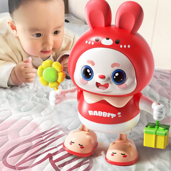 Elektrisk Sang Dansende Bunny Baby Heads Up Øvelse Et år Baby Flyttelegetøj 3 til 6 måneder