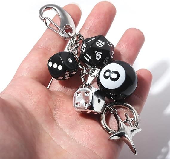 8 Ball Tärningsberlock Nyckelring, Söta Väskor Handväskor Ryggsäckstillbehör