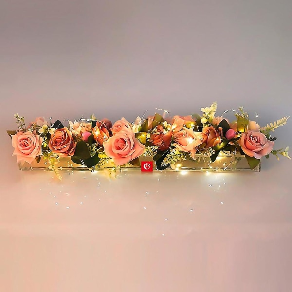 Klar akryl rektangulär blomsterlåda Okrossbar akryl skrivbord Enkel rengöring Vas för hembröllop Matbordsdekoration With Light 25cm