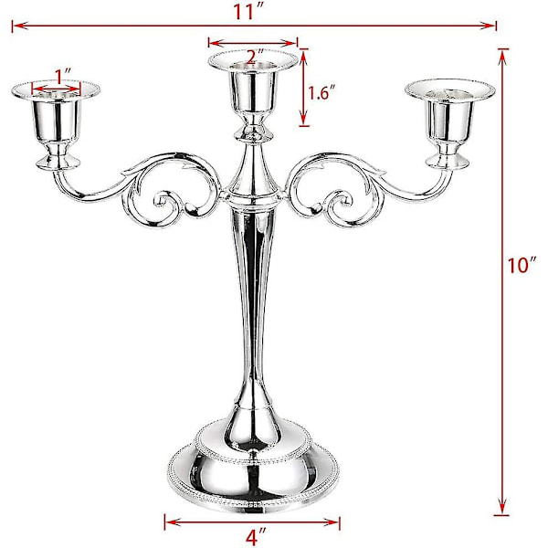 3-armad Metall Ljusstake Silver Europeisk Elegant Ljusstake Ljusställning För Bröllop Middag Jul
