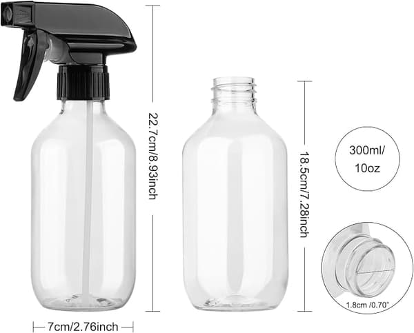 Sprayflasker 2-pakning 10oz Fin tåke Tom spruteflaske for rengjøring