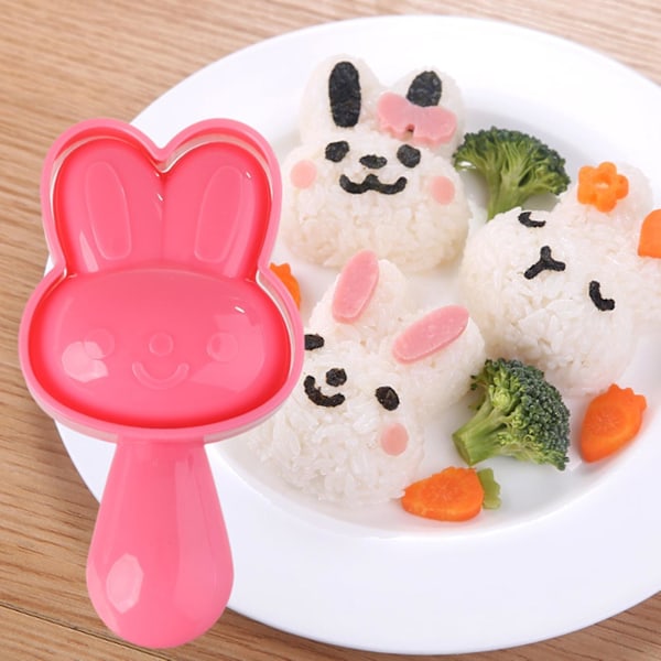 1 Set Cartoon Kanin Risbollform Livsmedelsklassad Återanvändbar BPA-Fri Onigiri Form Maker Bento Tillbehör