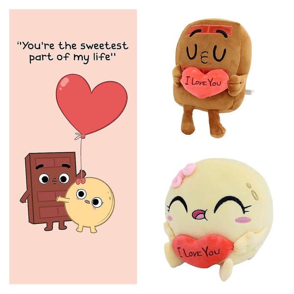 Choco og Pancake Forelsket Plussj Hjerte Leke Stoffdyr Plushie Gave Dekor