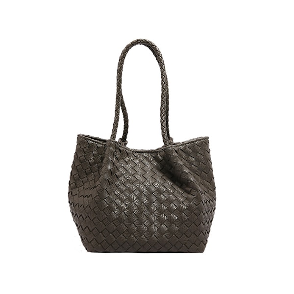 Fransk high-end vevd veske for kvinner 2024 ny cross-border teksturert pendlerhåndveske temperament allsidig håndveske Dark Gray
