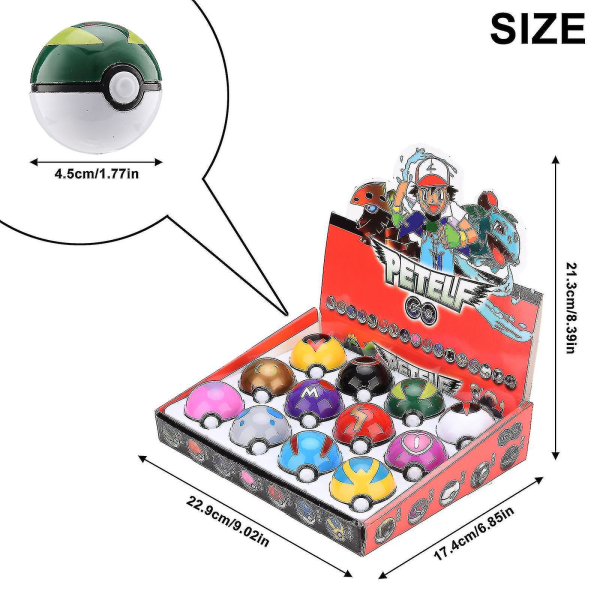 12 kpl Pikachu Pokeball Set Realistisia pokepalloja sisäleluilla Keräilypoke Trainer