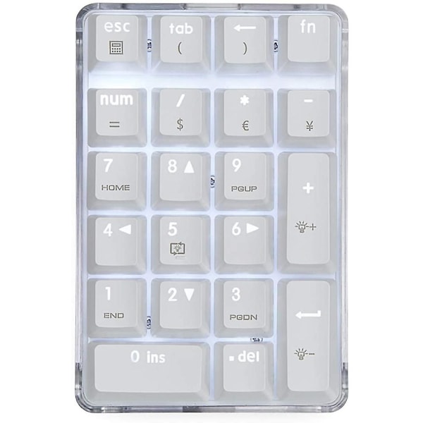 Mekanisk Numerisk Tastatur Gateron Brown Switch Kabelforbundet Spil Tastatur Krystalhus Hvid Baggrundsbelyst 21 Taster