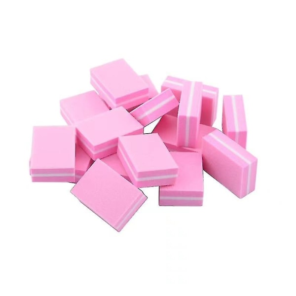 Mini firkantet svamp fil negleverktøy Liten firkantet høy elastisk svamp polering Tofu blokk svamp neglefil (20 stk, rosa)