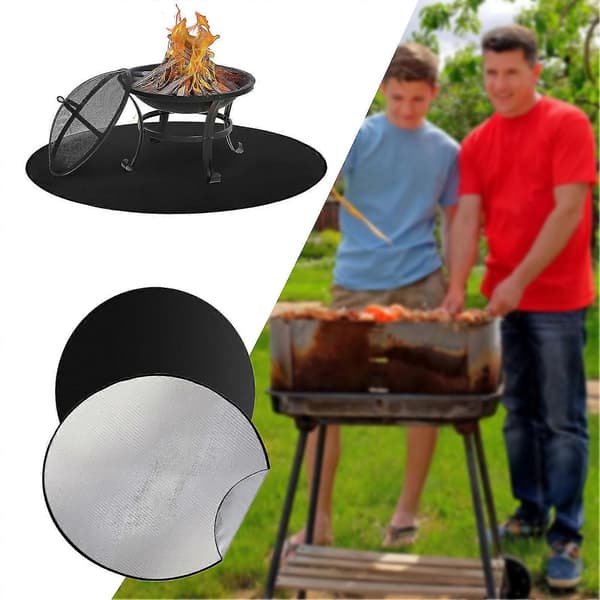 Eldfast Mat Värmebeständig Eldfast Rund Eldstad Matta för Utomhusbruk Black 38 inches