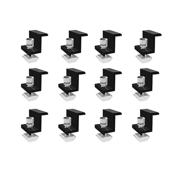 12-pack Solpanelhållare Ändklämma, Ändklämma för Montering av Solpanel, Sidoklämma för PV-Sol