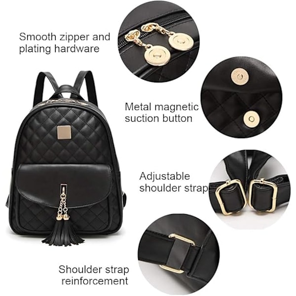 3-pack Mode Ryggsäck Söt Mini Ryggsäck Dam PU Läder