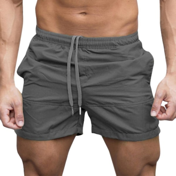 Män Herr Running Shorts Byxor Sport Jogging Byxor Sweatpants Grey 2XL