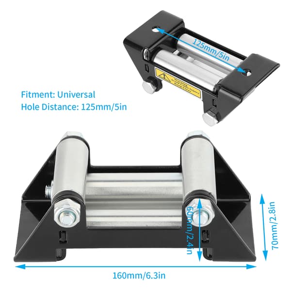 sidobygels vinschkabelrulle robust 125mm/5in hålavstånd universal