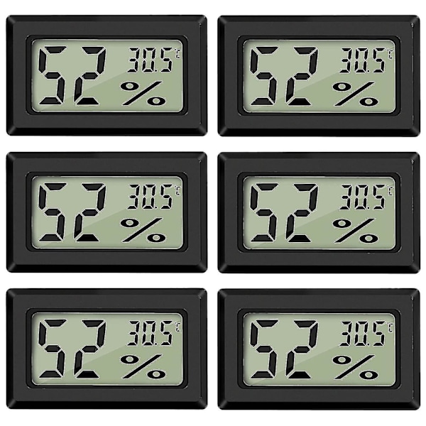 Digital termometer hygrometer mini digital termometer hygrometer och fuktmätare svart (6-pack - fyrkantig)