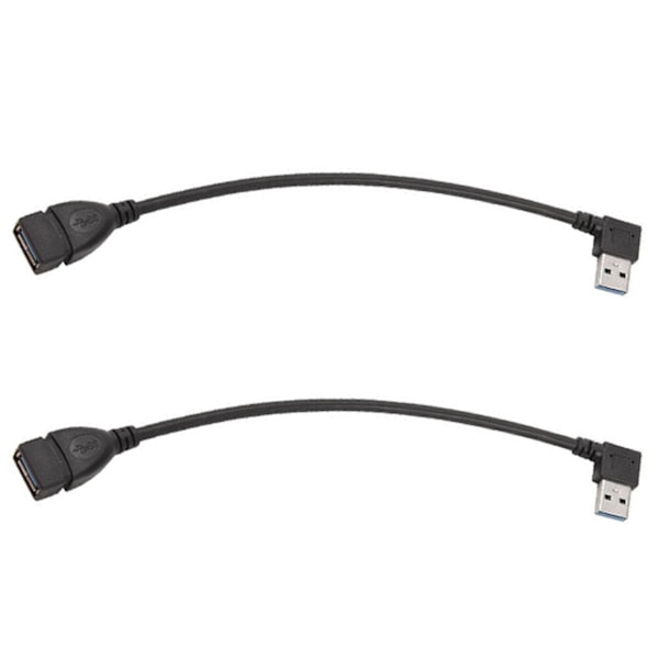 2x USB 3.0 Vinkel 90 Graders Forlængerkabel Han til Hun Adapterledning Data Højre