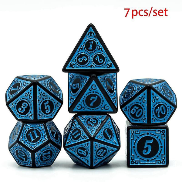 Jinzhaolai 7 kpl / set Set Dnd D4~d20 Rune Window Lattice Polyhedral Noppa Warhammer Roolipeleihin Lautakorttipeleihin Rpg D&amp;dblue stcyv