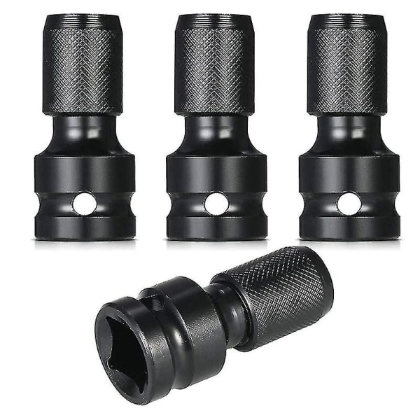 4 st Impact Adapter 1/2 Drive till 1/4 Hex Socket Adapter Snabbkoppling Chuck Konverterare för Ratsch