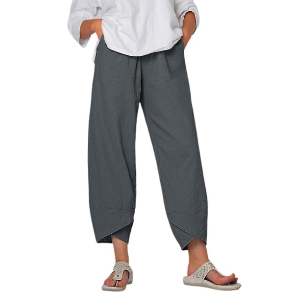 Plus Size Kvinders Enkle Afklippede Bukser Sommer Grey 3XL